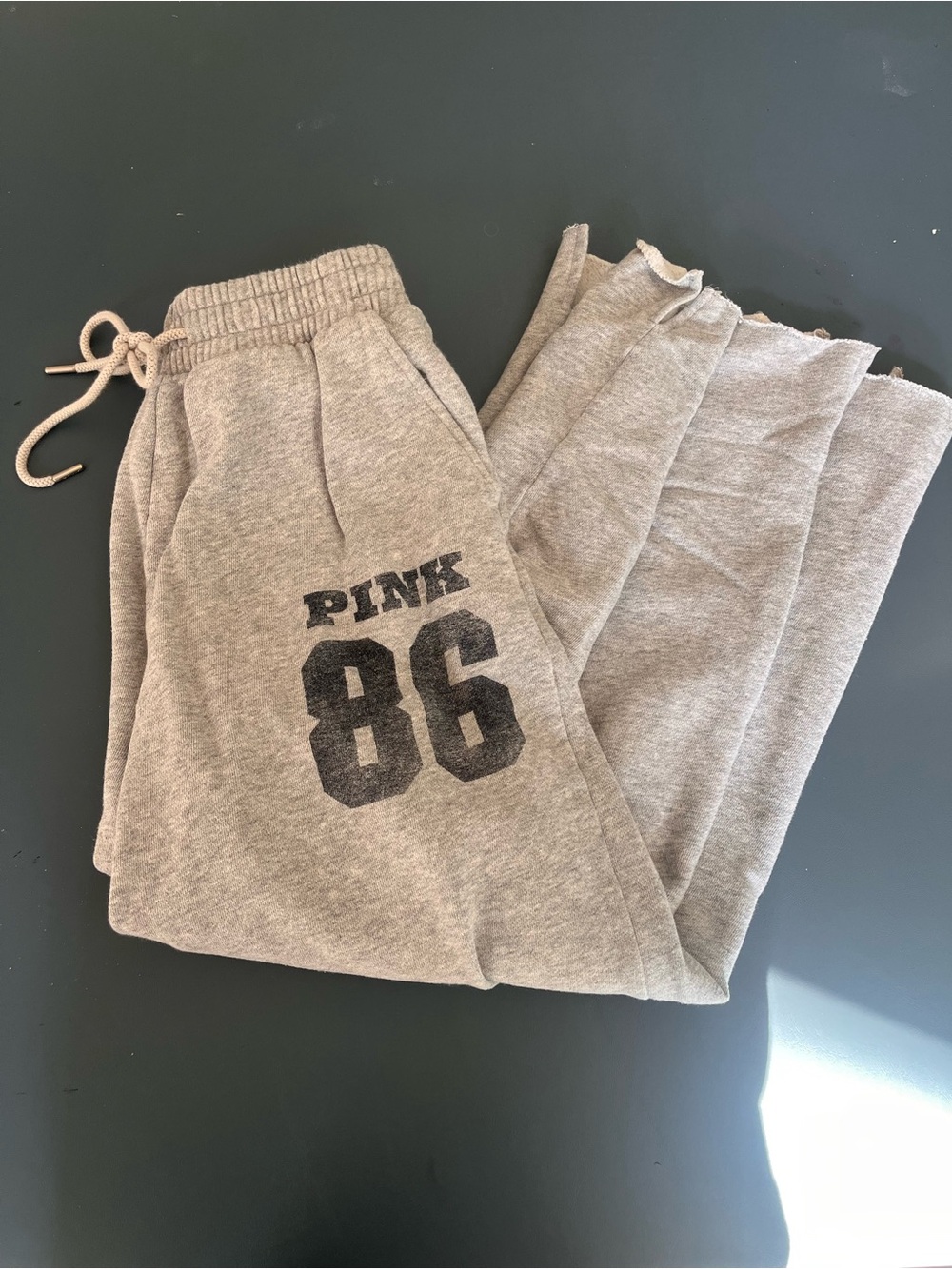 PINK Victoria's Secret Gray Track Joggers with '86' Graphic